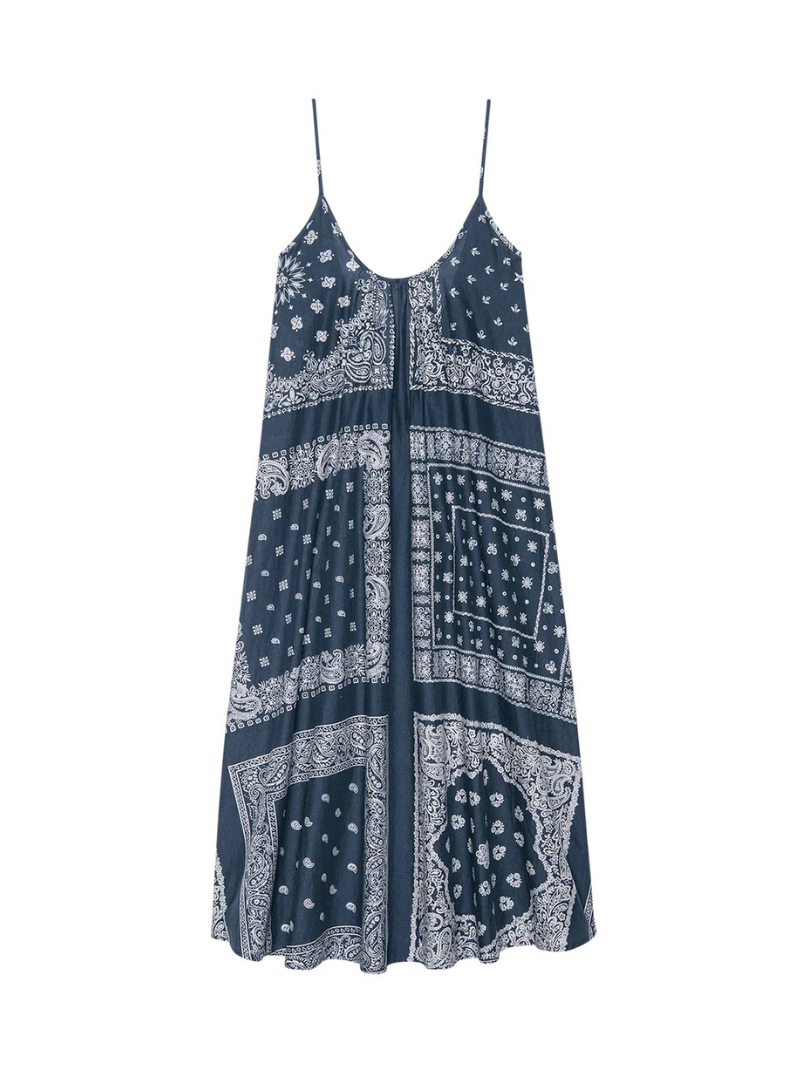 white christmas dresses Skies Are Blue Bandana Print Sleeveless Dress – Social Threads main image 1