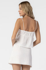 Texture Tie Mini Skirt in Off White