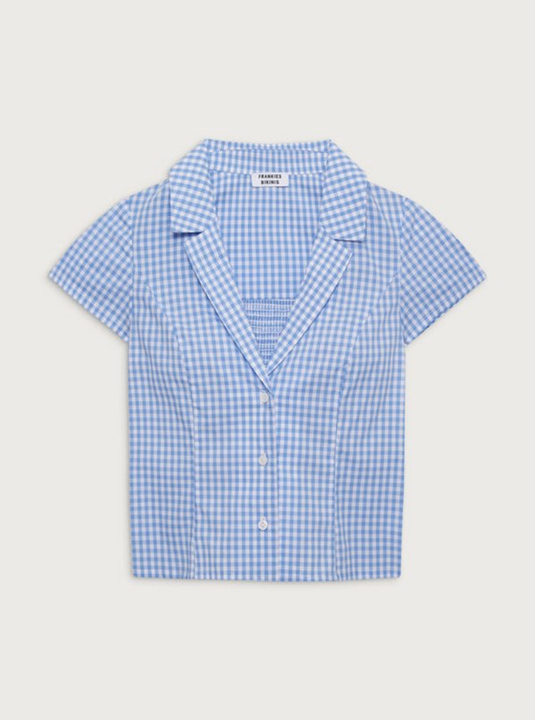 Raleigh Cotton Button Up Shirt in Cloud Gingham