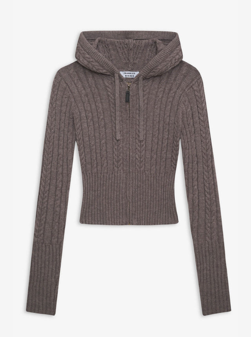 Aimee Cable Cloud Knit Hoodie in Dark Pearl Indigo Octopus