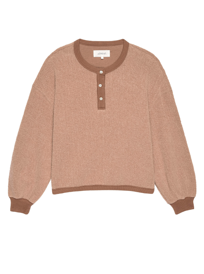 The Fleece Henley Sweatshirt in Fawn Indigo Octopus