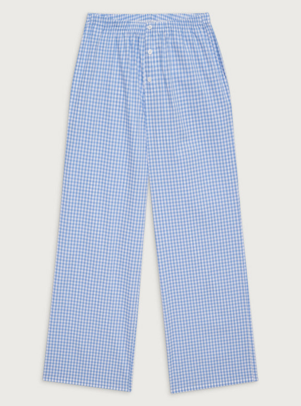 Raleigh Cotton Pant in Cloud Gingham