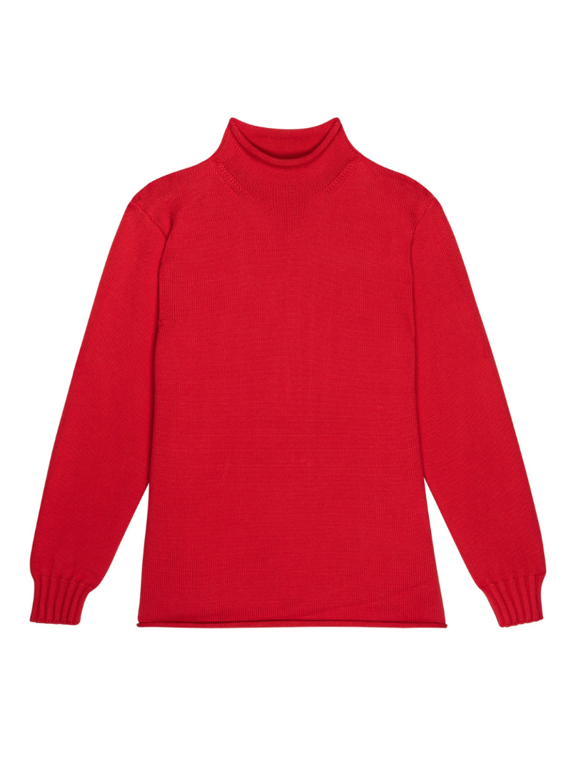 The Cotton Roll Neck Sweater in Tomato Indigo Octopus