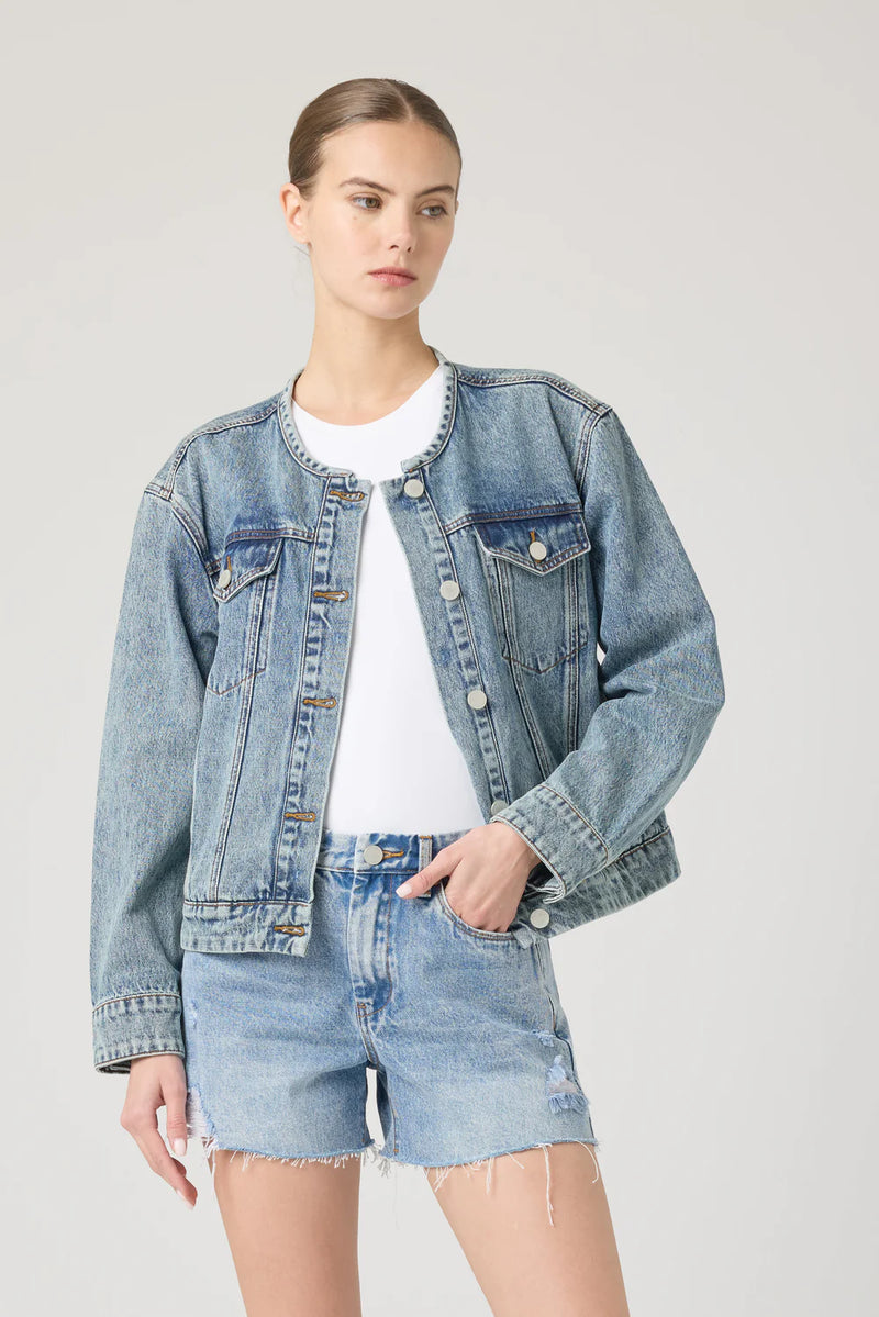 HEADS UP TRUCKER JACKET IN MEDIUM INDIGO