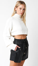 Kaia Crop Sweater in White