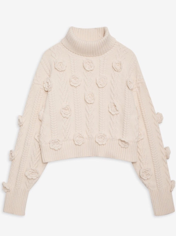 Martina Cropped Sweater in White