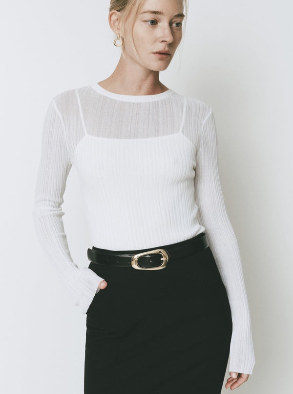 Iris Sheer Sweater in Off White