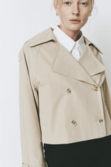 HONORÉ Cropped Trench Coat in Khaki