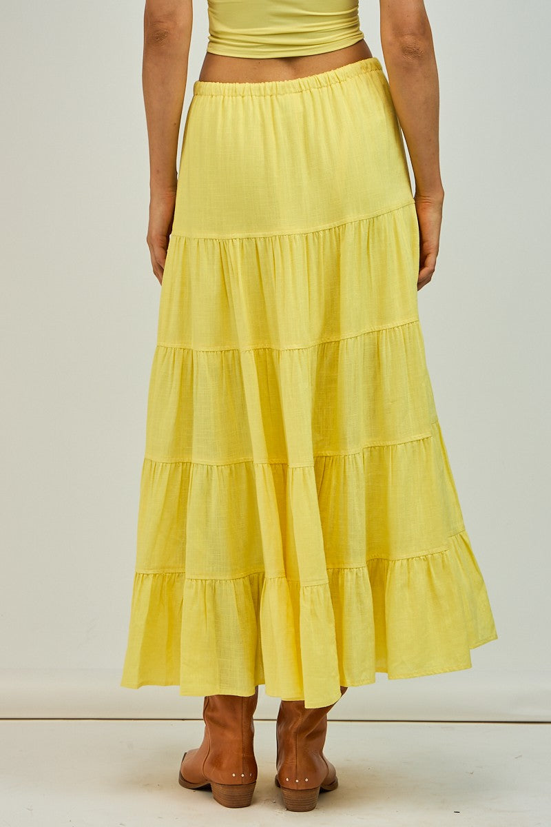Tiered Maxi Skirt in Yellow