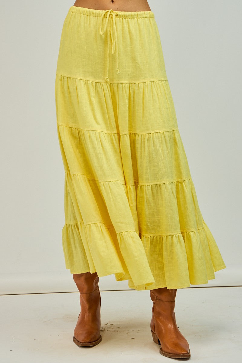 Tiered Maxi Skirt in Yellow