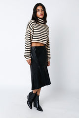 Long Lines Crop Sweater in Natural/Black