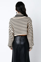 Long Lines Crop Sweater in Natural/Black