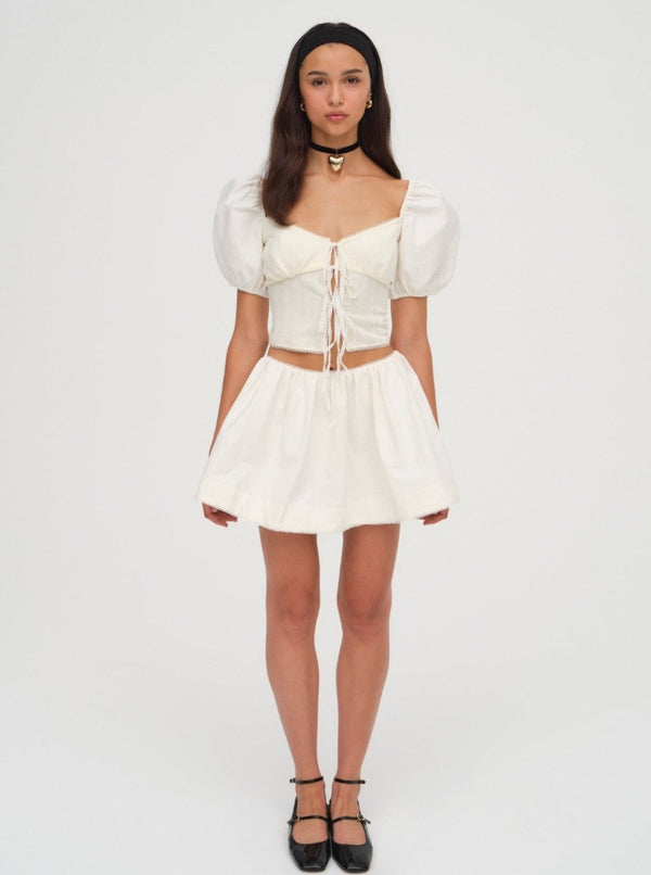 Billie Poplin Mini Skirt in Cream