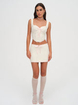 Kelsey Crochet Mini Skirt in Cream