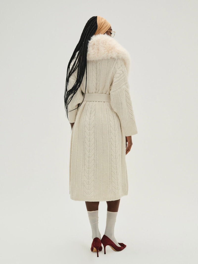 Helena Oversized Knit Coat in Cream