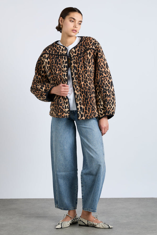 Macy Quilted Jacket in Leopard