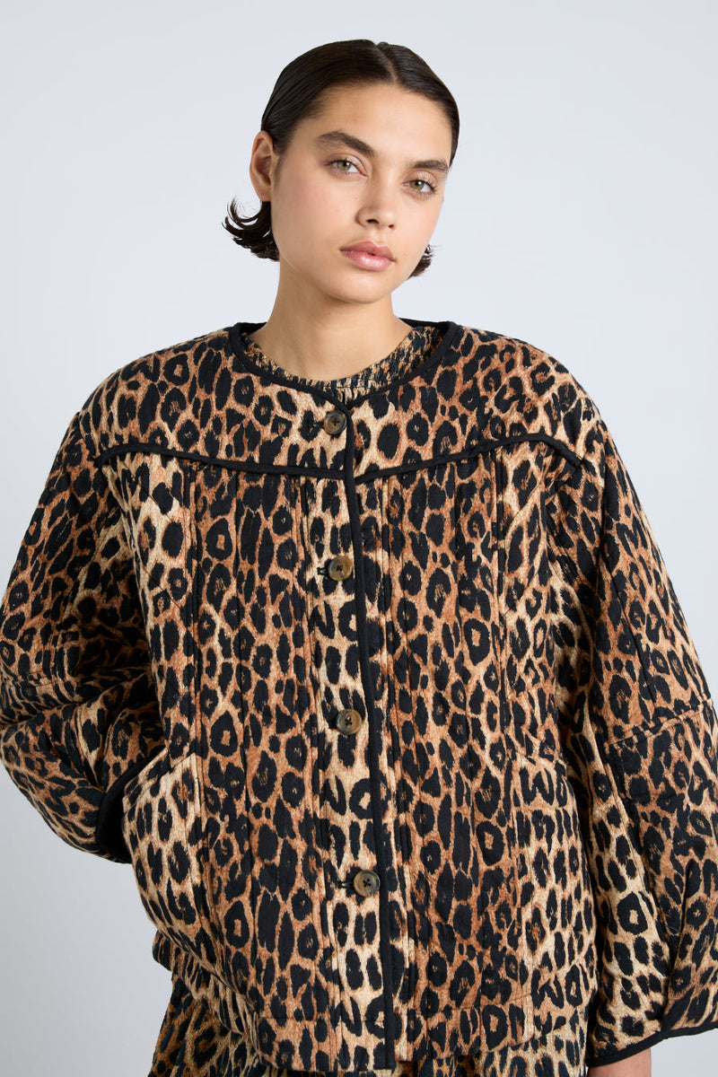 Macy Quilted Jacket in Leopard