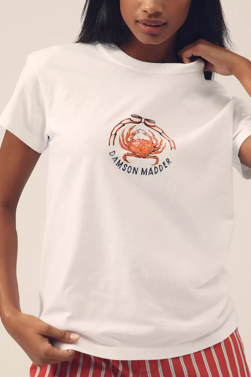 CRABBY BOW SHRUCKEN TEE IN WHITE