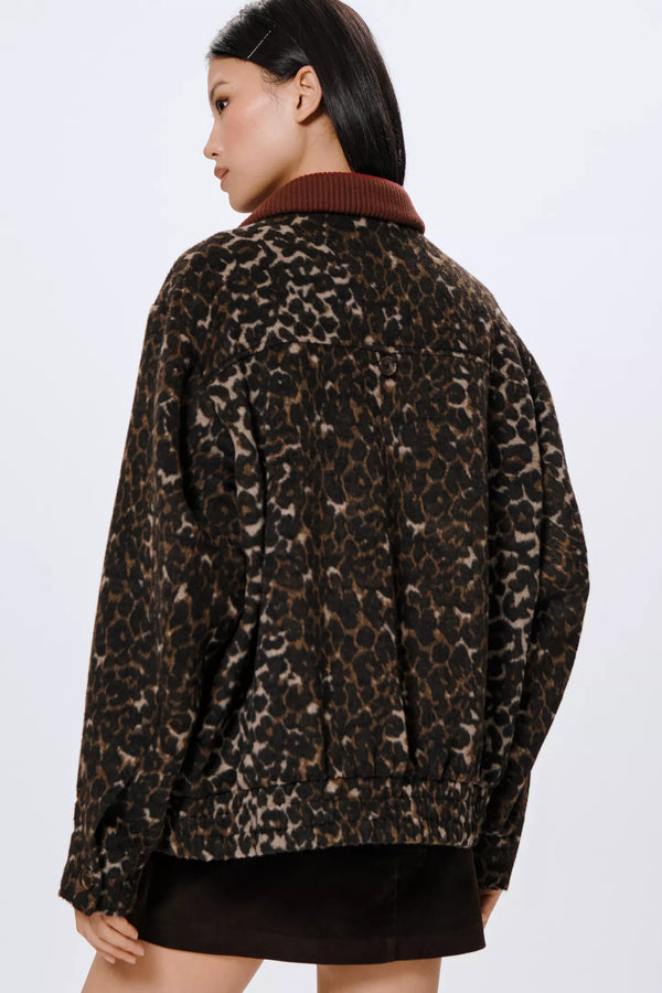 PIXIE WOOL BOMBER IN LEOPARD