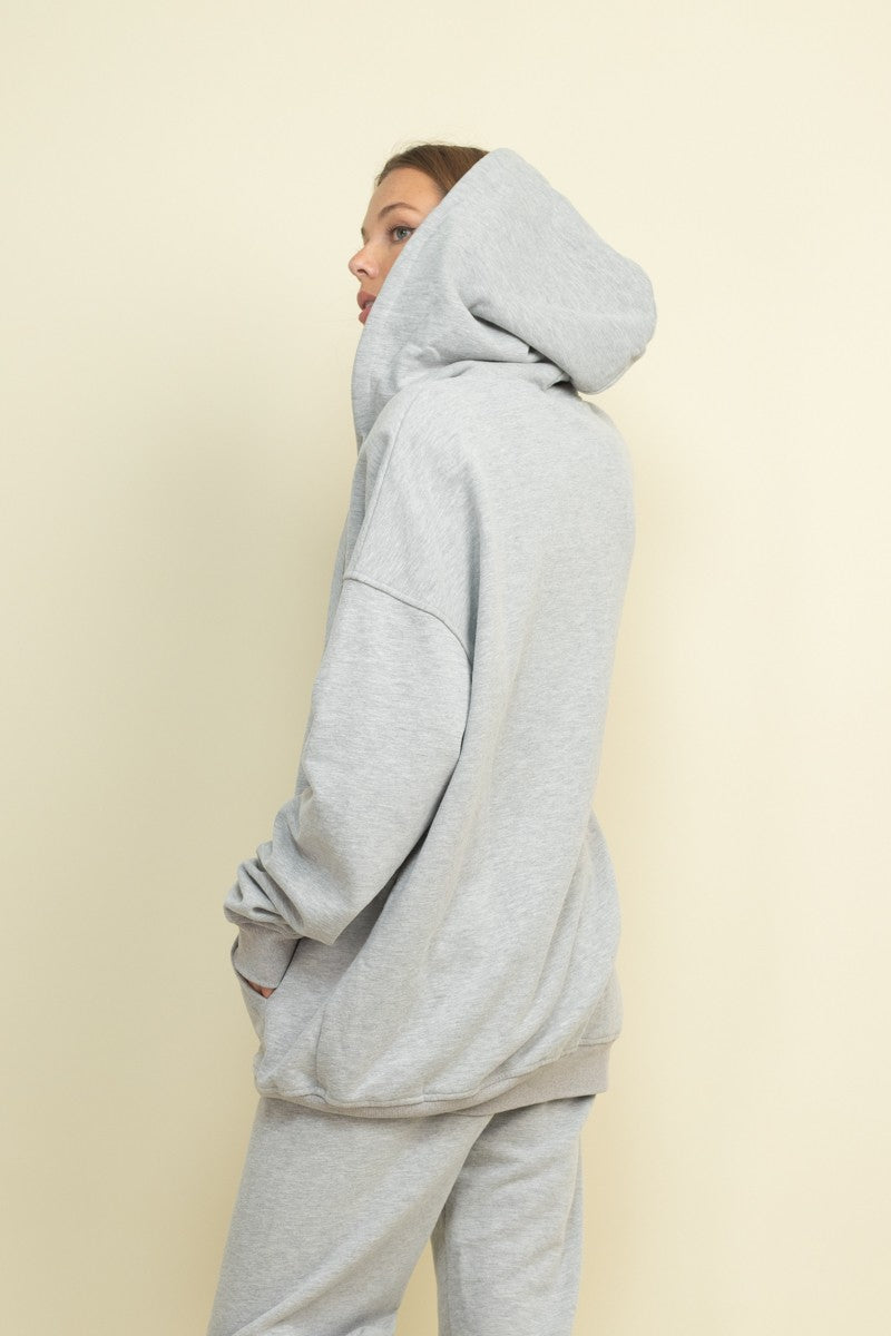 Oversized Zip Hoodie in Heather Grey