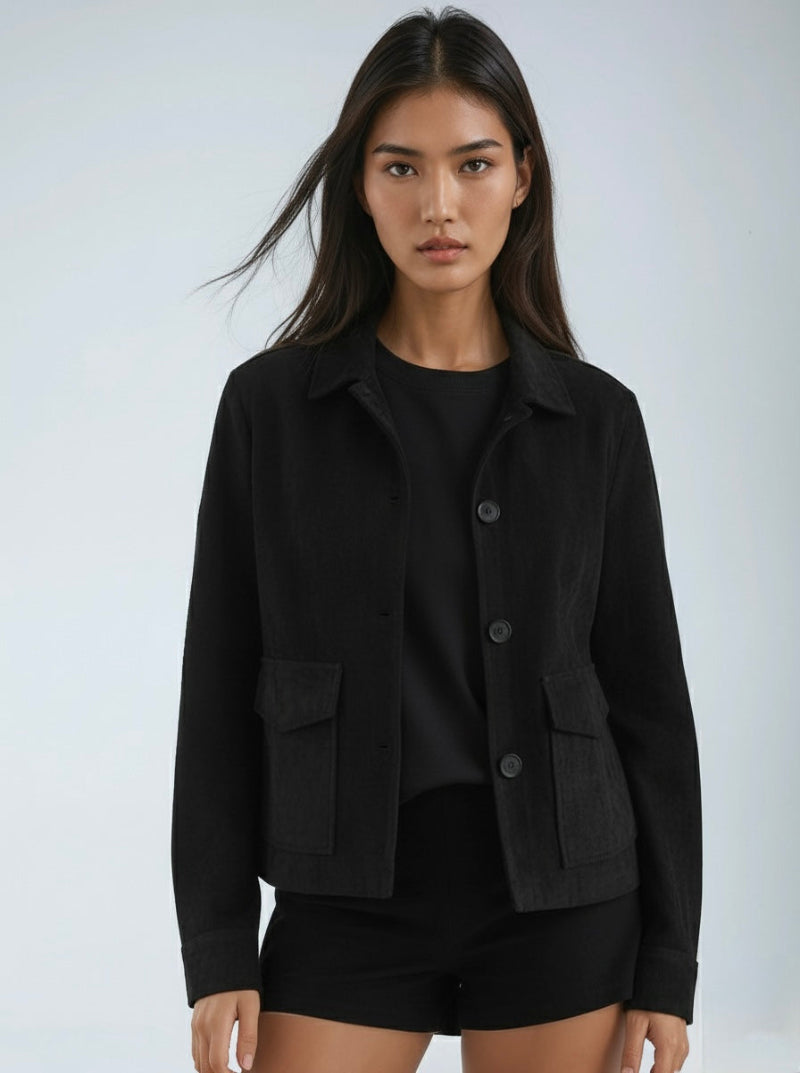 90'S SUEDE JACKET IN BLACK