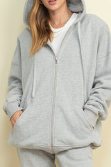 Oversized Zip Hoodie in Heather Grey