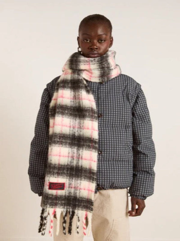BRUSHED OVERSIZED SCARF IN BUTTER CHECK