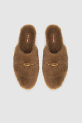 Shearling Mules in Camel