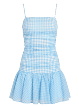 MERCEDES DRESS IN POWDER BLUE WHITE
