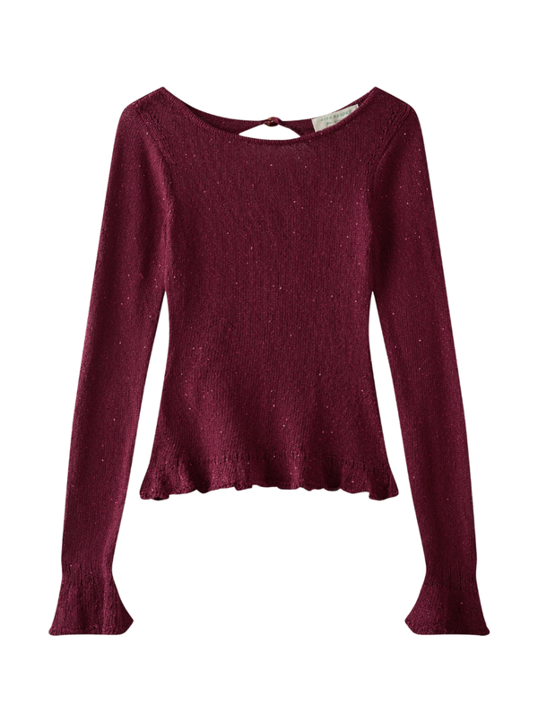 MICHAELA LONGSLEEVE TOP IN PORT SEQUIN