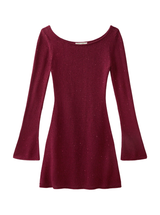 MAYA LONGSLEEVE MINI DRESS IN PORT