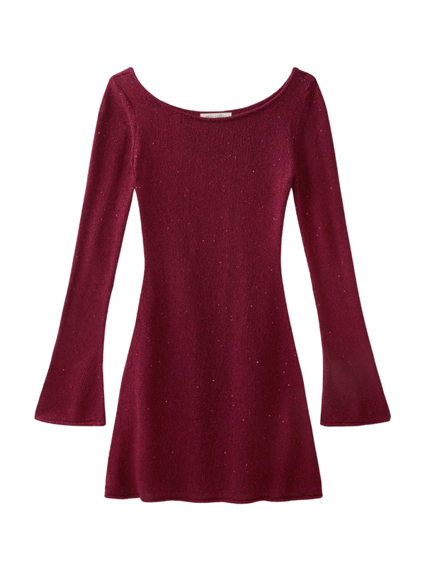 MAYA LONGSLEEVE MINI DRESS IN PORT