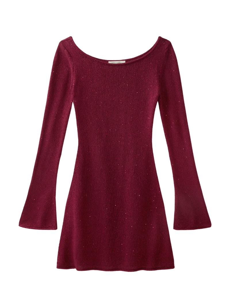MAYA LONGSLEEVE MINI DRESS IN PORT