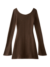 MAYA LONGSLEEVE MINI DRESS IN DARK CHOCOLATE SEQUIN