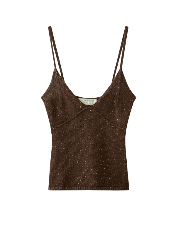 CAROLINA CAMISOLE IN DARK CHOCOLATE  SEQUIN