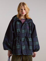 LIU RAINCOAT IN NAVY CHECK