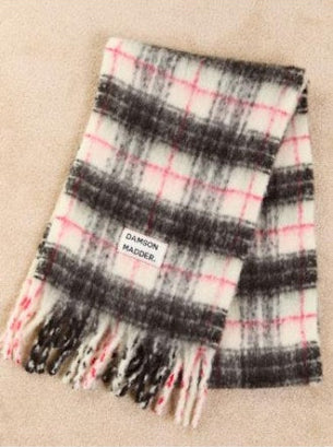 BRUSHED OVERSIZED SCARF IN BUTTER CHECK