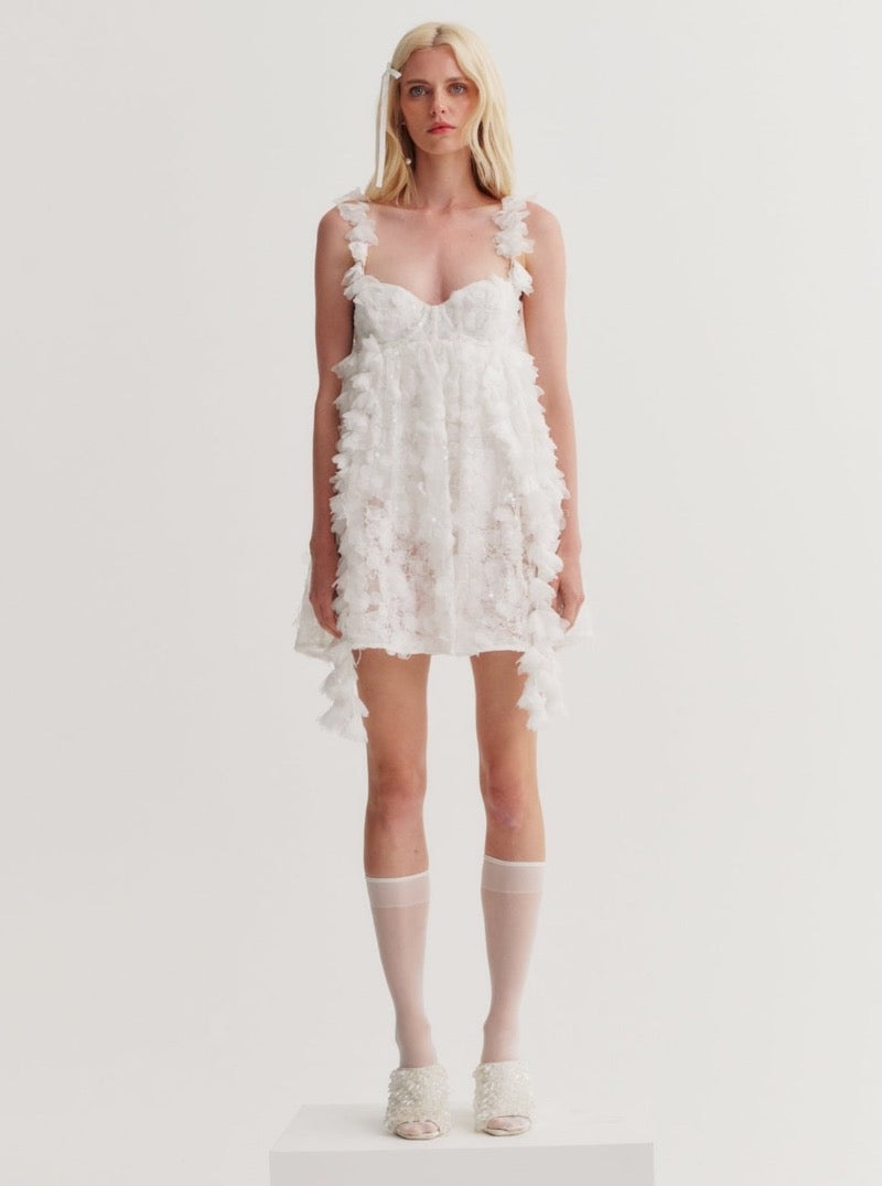 Bellatrix Babydoll Mini Dress in White