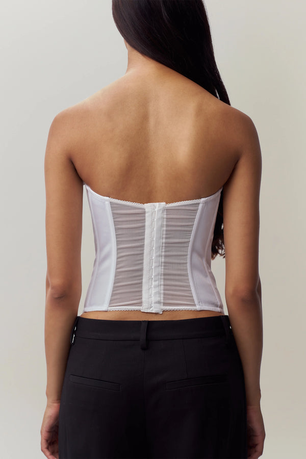 CHRYS PINSTRIPE CORSET IN WHITE