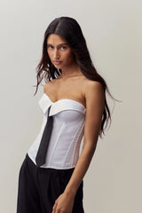CHRYS PINSTRIPE CORSET IN WHITE