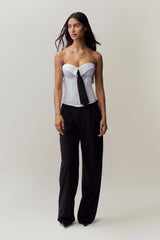 CHRYS PINSTRIPE CORSET IN WHITE