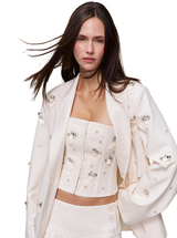 EMBELLISHED OVERSIZED BLAZER IN IVORY
