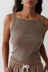 The Sweater Rib Tank in Mushroom