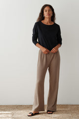 The Sweater Rib Simple Pant in Mushroom