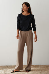 The Sweater Rib Simple Pant in Mushroom