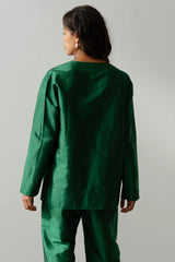 The Taffeta Split Top in Broccolini