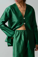 The Taffeta Split Top in Broccolini