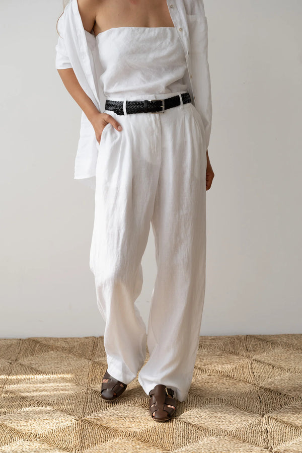 THE PLEATED CHINO TROUSER IN POWDER