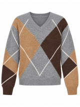 JENNIFER SWEATER IN GREY & CARAMEL