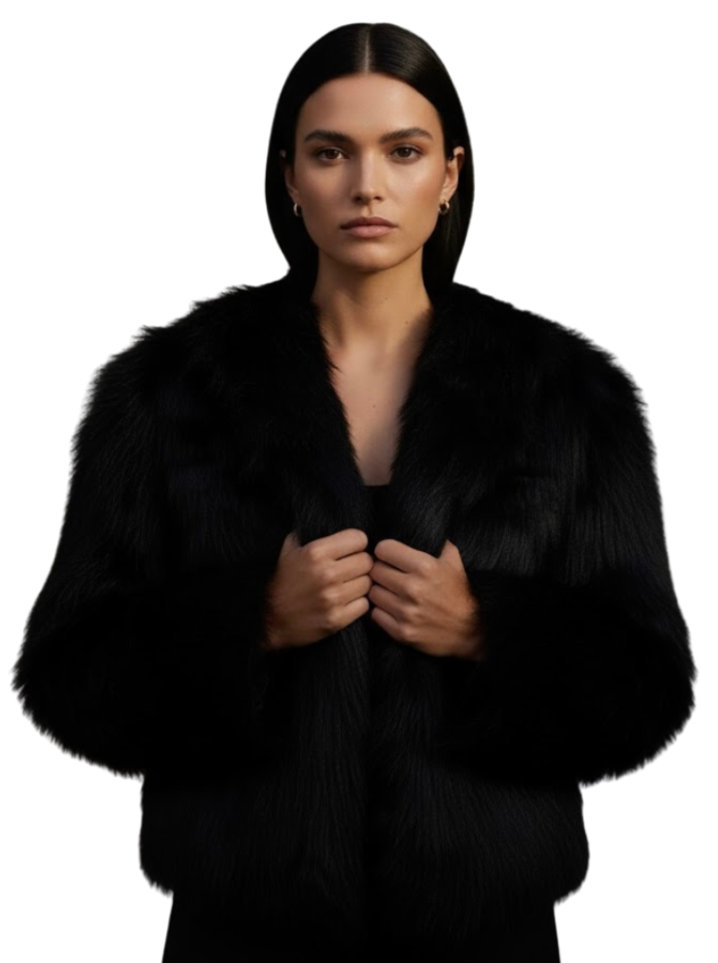 VANESSA FUR COAT IN BLACK